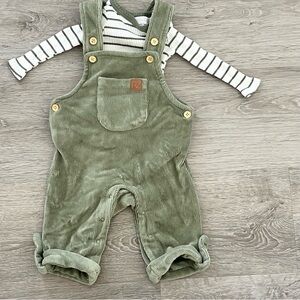 0-3 months Olive Green Corduroy Overalls